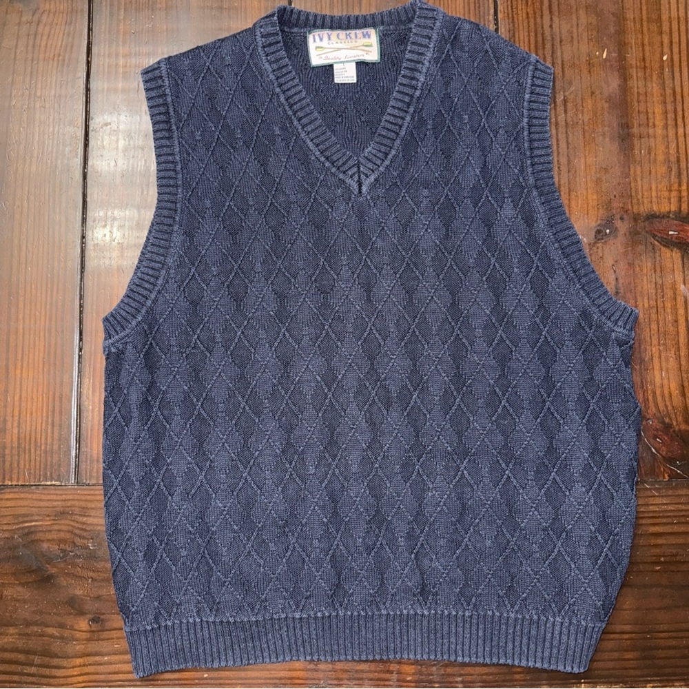Vintage Ivy Crew Men’s Large Navy Argyle Sweater Vest